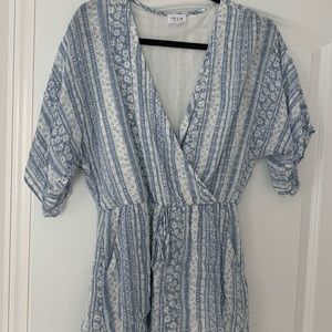 Blue and white romper